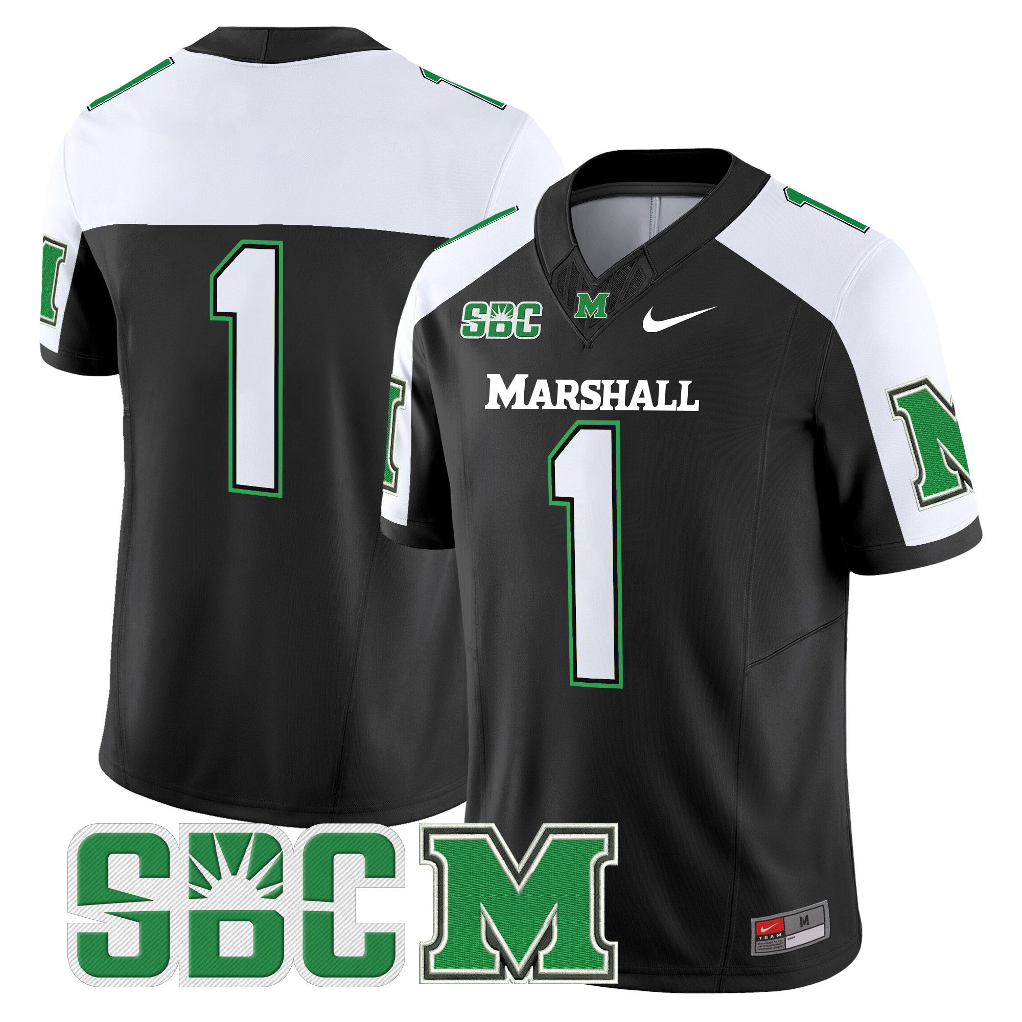 Men Marshall Thundering Herd #1 No Name Black Nike 2024 Vapor Limited NCAA Jersey
